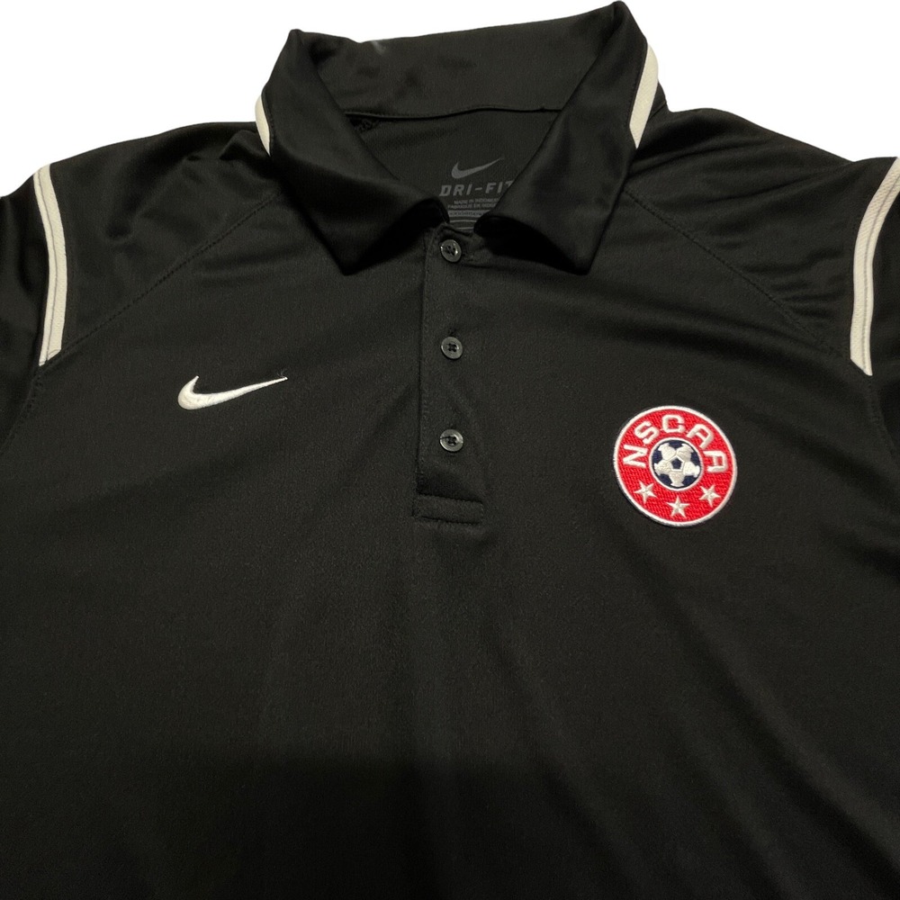 Nike Dri-Fit Golf Polo Shirt Mens L Short Sleeve Athletic Black Polyester